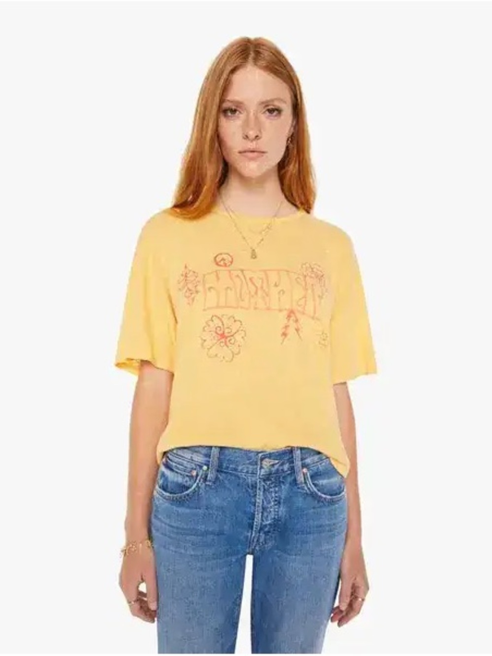 MOTHER Yellow Short Sleeve Graphic Tee
